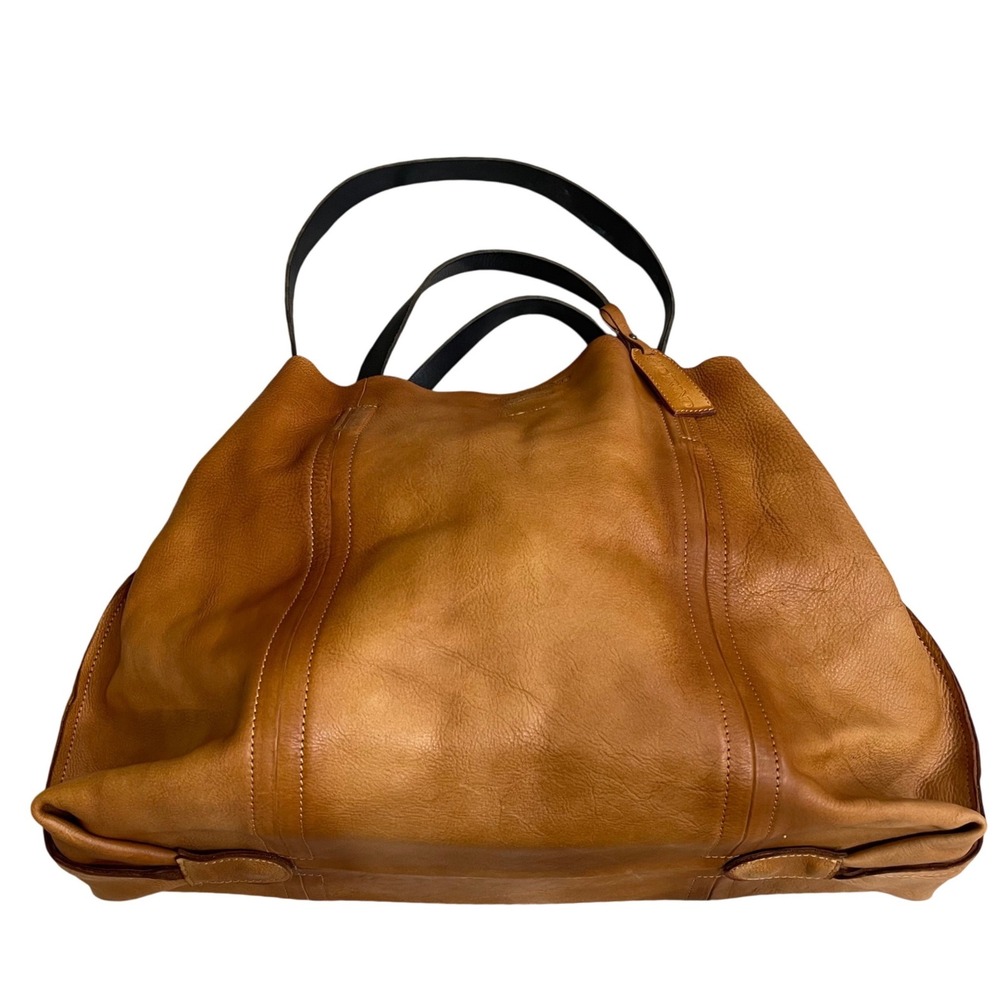 Old Trend forest island Genuine Leather Slouchy Tote Shoulder Bag Striped Lining
